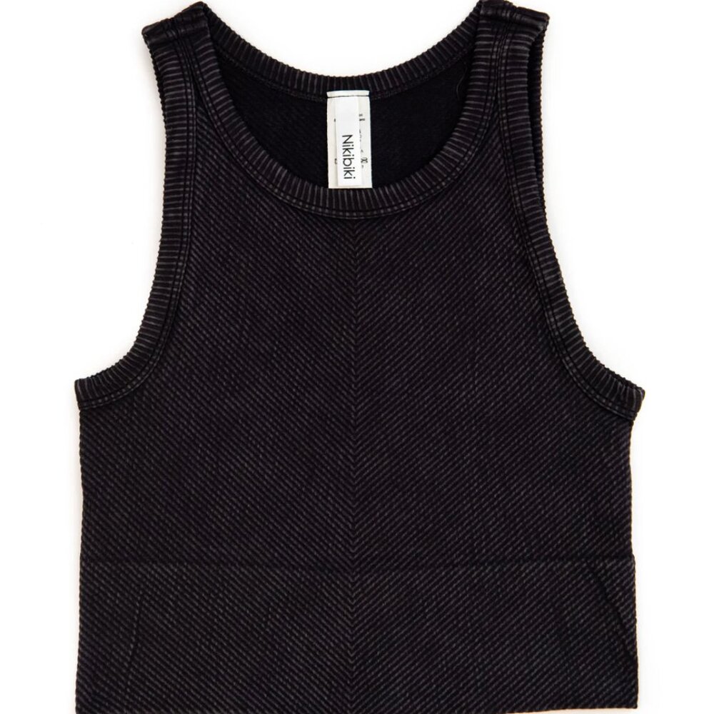 Niki Biki Black Chevron Highneck Crop Top Women One Size